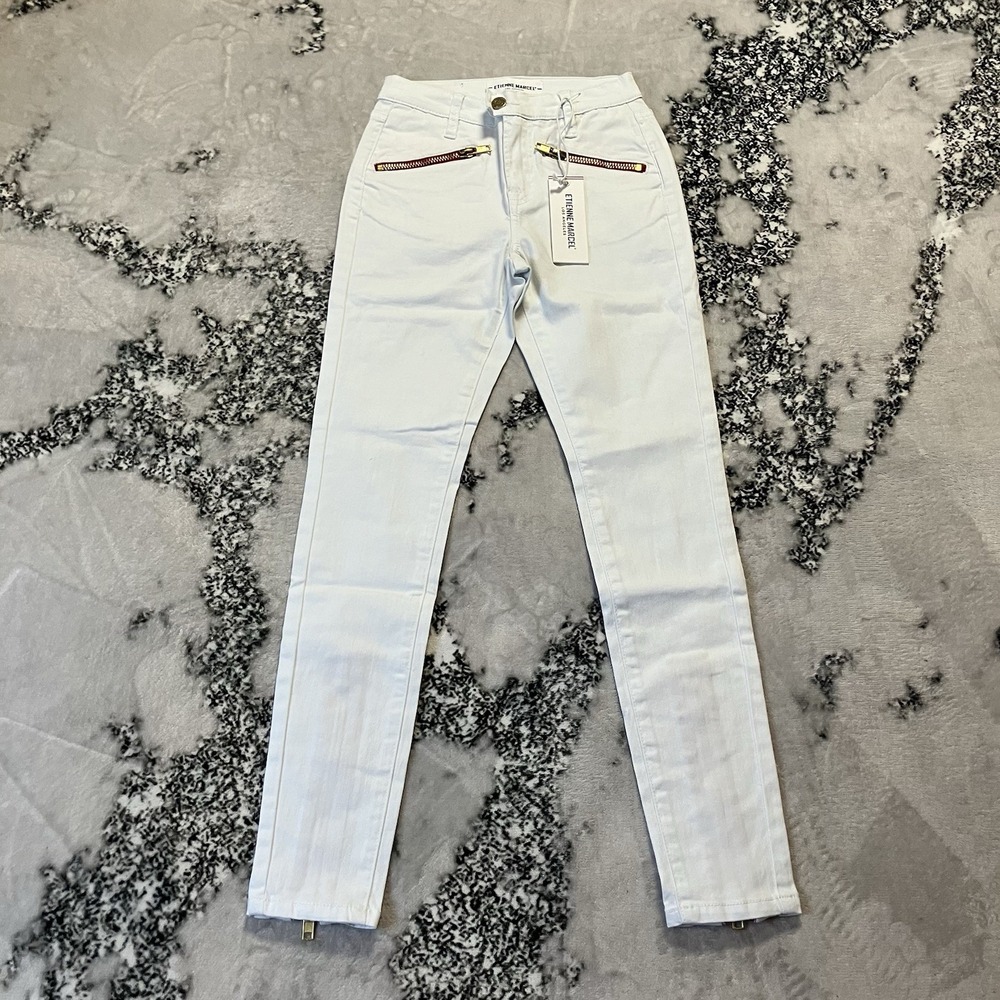 Etienne Marcel Jeans Womens‎ Size 24 White Skinny with red zipper details